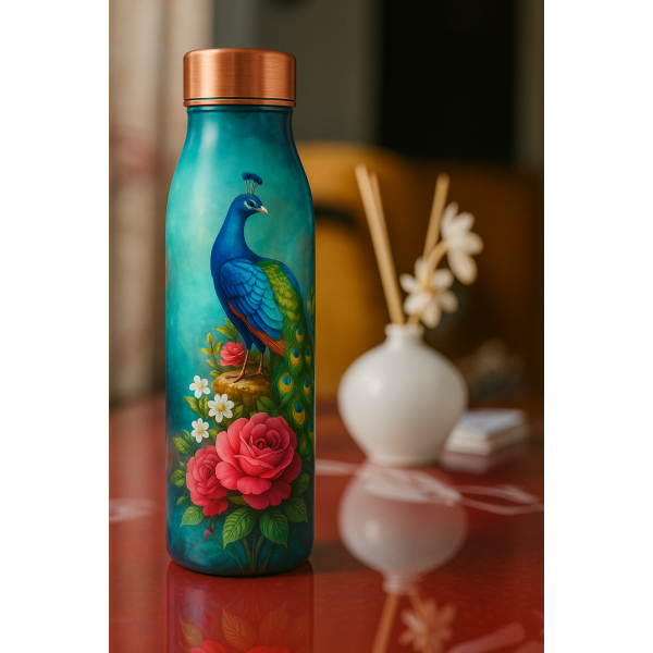 Peacock Designer Copper Bottle 1L - Image 3