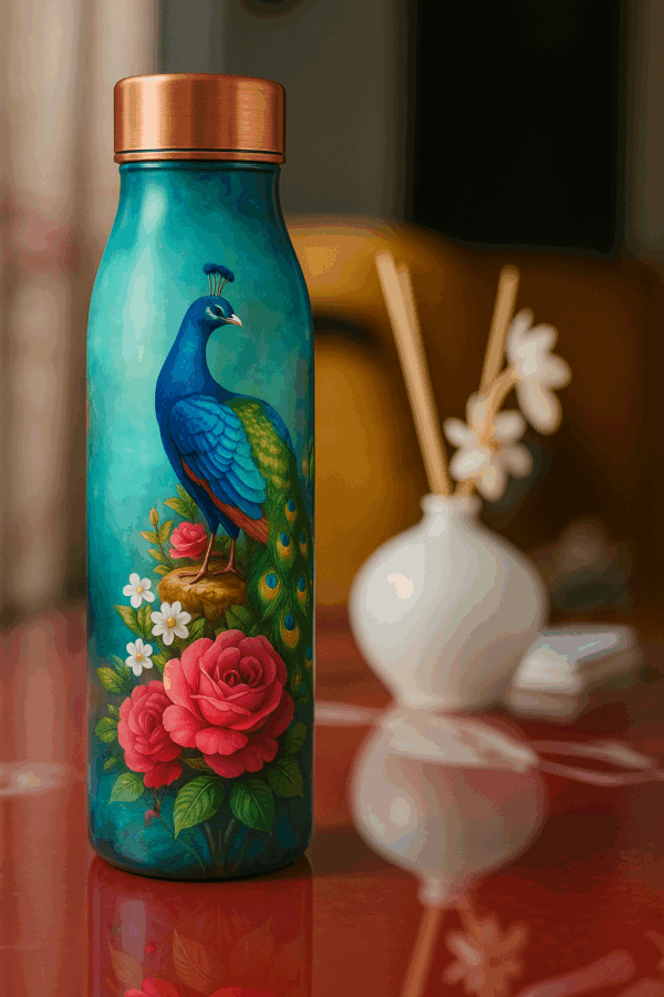 Peacock Designer Copper Bottle 1L - Image 3