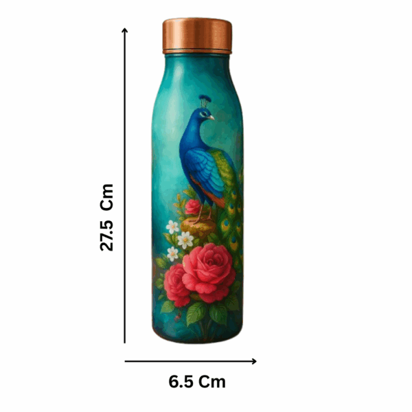 Peacock Designer Copper Bottle 1L - Image 2