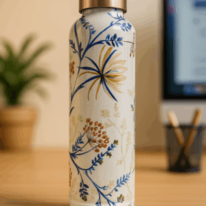 Minakari Copper Water Bottle (1000ml) – Leak-Proof, Ayurvedic Benefits, Floral Design for Home, Office & Gifting