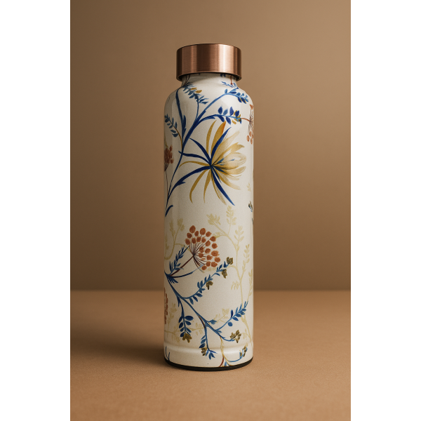 Minakari Copper Water Bottle (1000ml) – Leak-Proof, Ayurvedic Benefits, Floral Design for Home, Office & Gifting - Image 3
