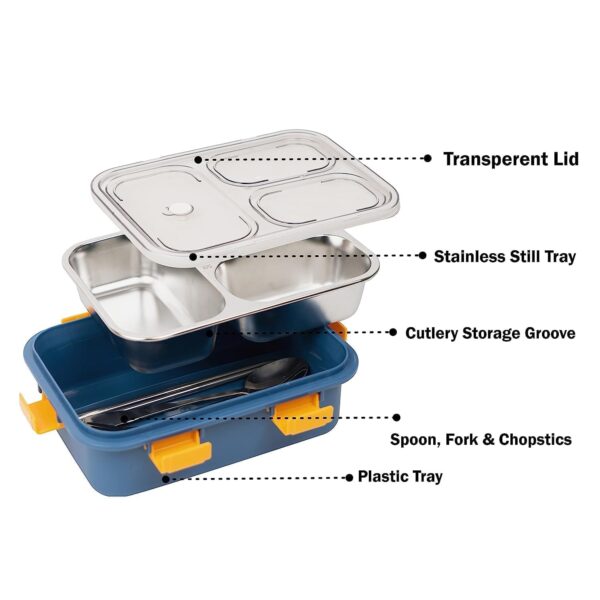 Lunch Box – Stainless Steel (Blue) - Image 3