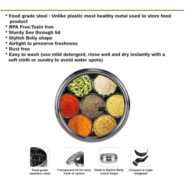 Masala Dabba (Spice Box) - Plain - Image 3