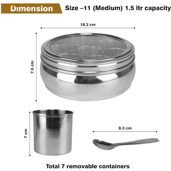 Masala Dabba (Spice Box) - Plain - Image 4