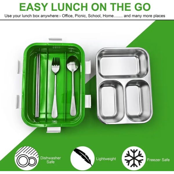 Lunch Box – Stainless Steel (Green) - Image 4