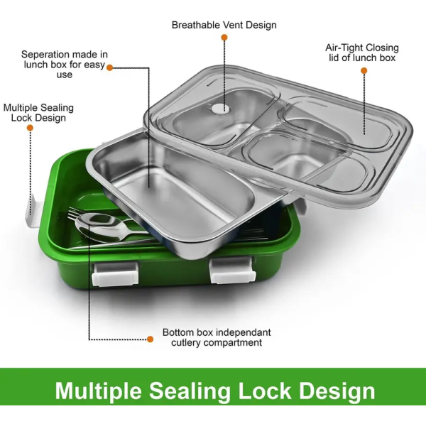 Lunch Box – Stainless Steel (Green) - Image 5