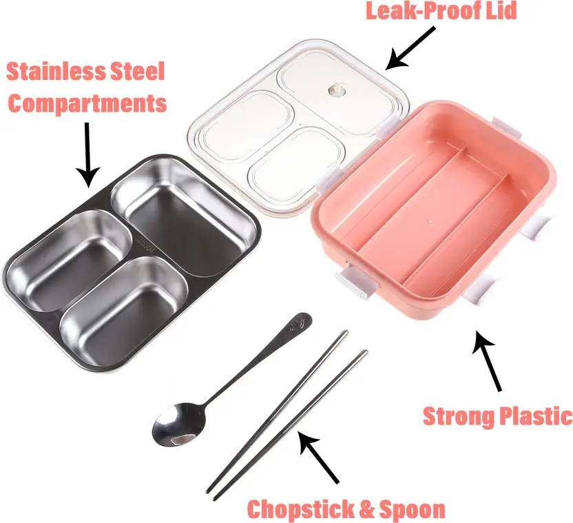 Lunch Box – Stainless Steel (Pink) - Image 6